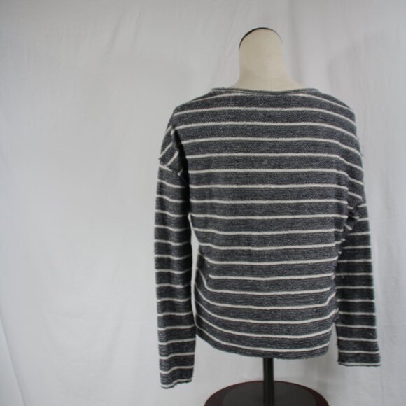 Anthropologie Women's Navy/White Striped DEVIN Textured Sweatshirt Size Small - Picture 8 of 10